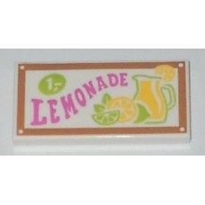 Part 87079pb156 White Tile 2 x 4 with 'LEMONADE' Pattern